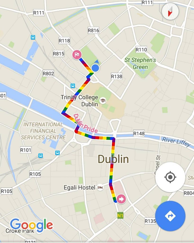 Google Maps fica colorido para a Parada Gay de Dublin 2016