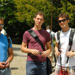 Eu, Biru e Pavel chegando ao Castelo de Chillon (Château de Chillon)