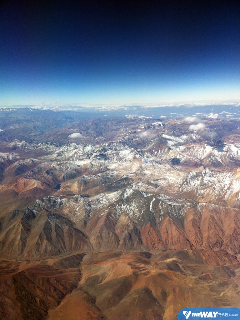 Cordilheira dos Andes vista do avião, chegando em Santiago, antes do terremoto no norte do Chile