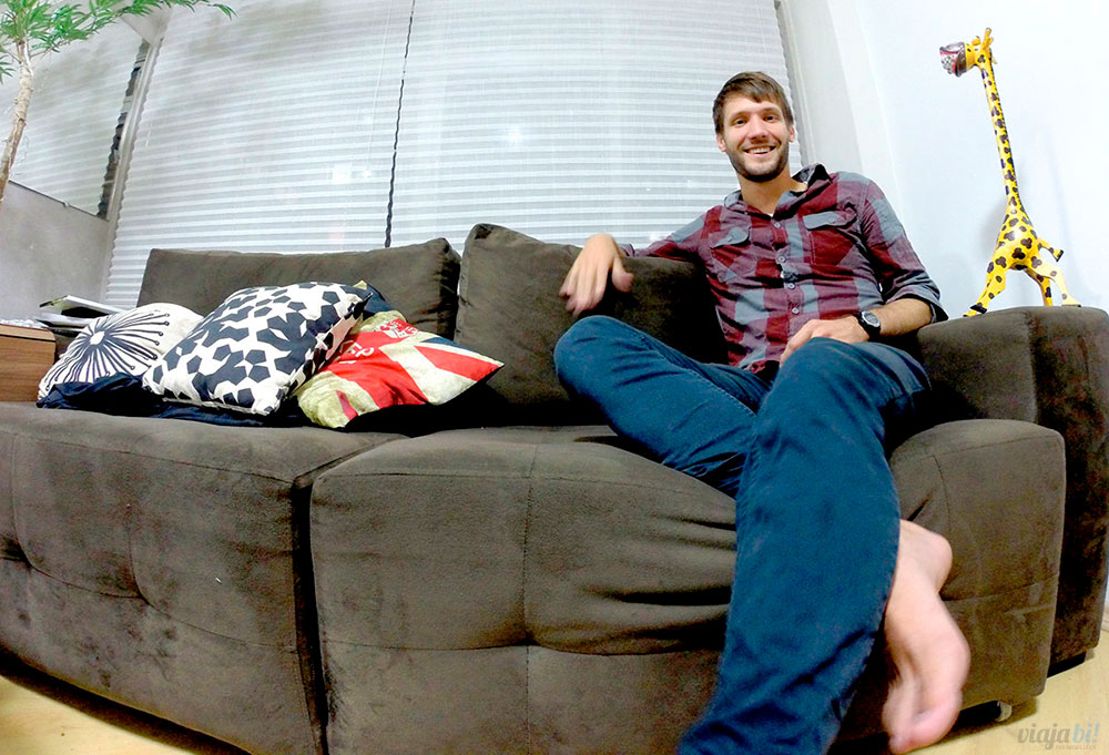 Jake Vanags, um estadunidense que recebi pelo Couchsurfing no meu sofá