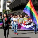 Faixa dos seniores da Marcha LGBT Bogotá
