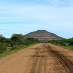 Estrada entre a entrada da reserva Okonjima e a recepção da AfriCat, na Namíbia, África
