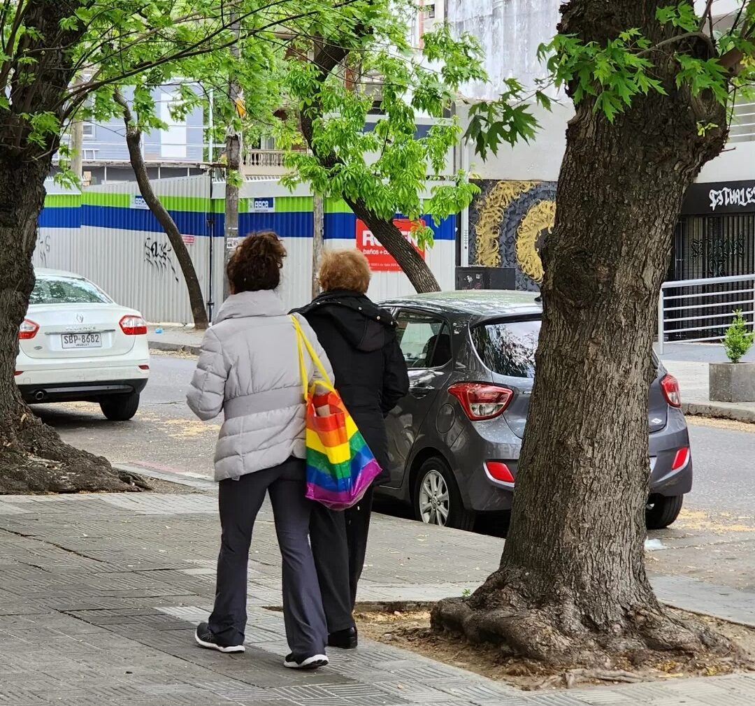 Sacolas com as cores LGBTQIA+ são comuns em Montevidéu, no Uruguai
